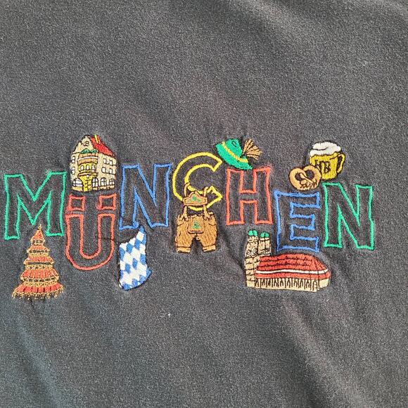 Tago embroidered München black tee shirt short sleeves Large - Picture 1 of 7